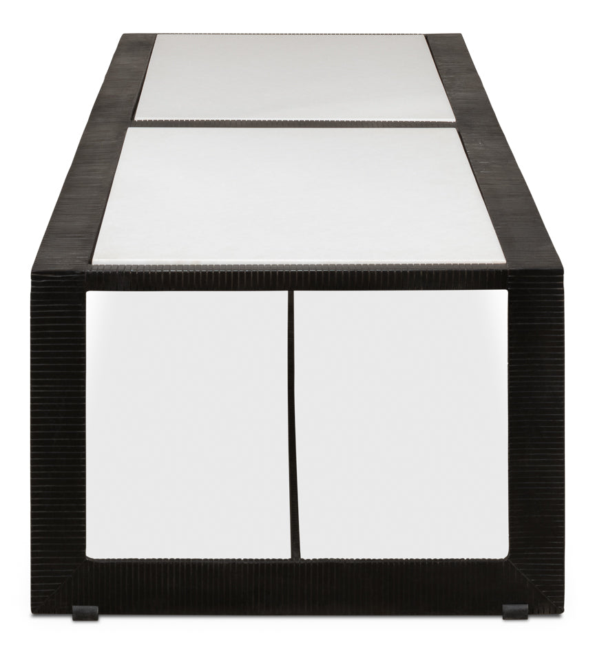 Ridged Iron Rectangular Coffee Table by Sarreid Ltd - view 5