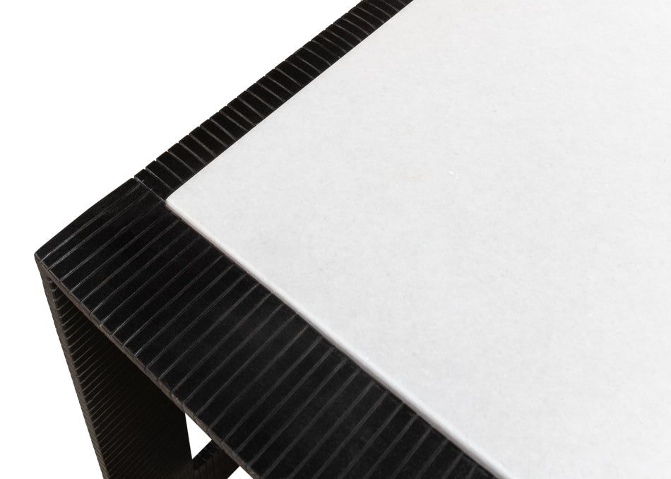 Ridged Iron Rectangular Coffee Table by Sarreid Ltd - view 6
