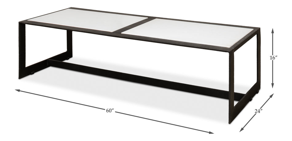 Ridged Iron Rectangular Coffee Table by Sarreid Ltd - view 7