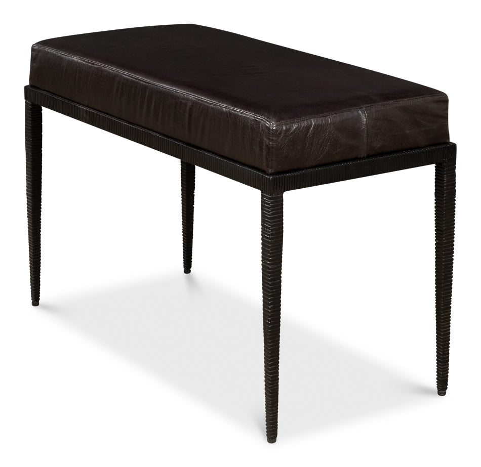 Duke Ridged Iron Bench by Sarreid Ltd - view 3