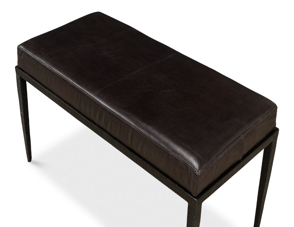 Duke Ridged Iron Bench by Sarreid Ltd - view 6