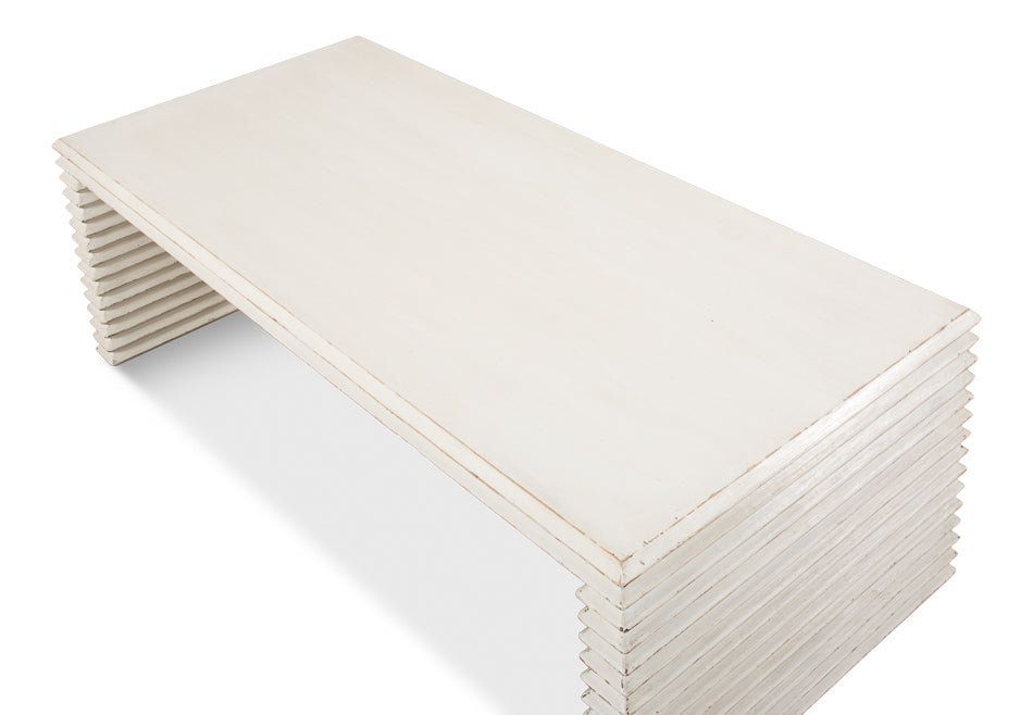 Stacked Cocktail Table, Antique White by Sarreid Ltd - view 4