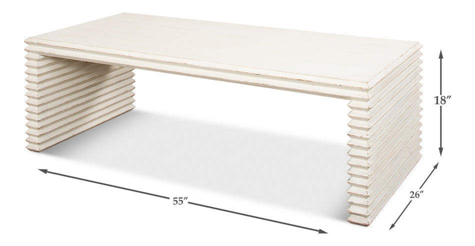 Stacked Cocktail Table, Antique White by Sarreid Ltd - view 6