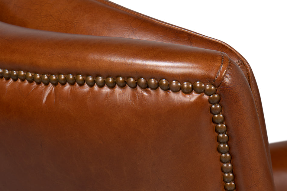 Baker Leather Swivel Chair,Havana Lthr by Sarreid Ltd - view 8