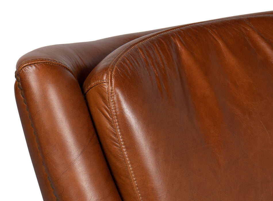 Baker Leather Swivel Chair,Havana Lthr by Sarreid Ltd - view 9