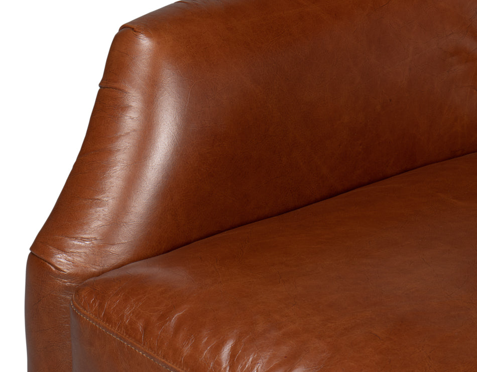 Baker Leather Swivel Chair,Havana Lthr by Sarreid Ltd - view 7