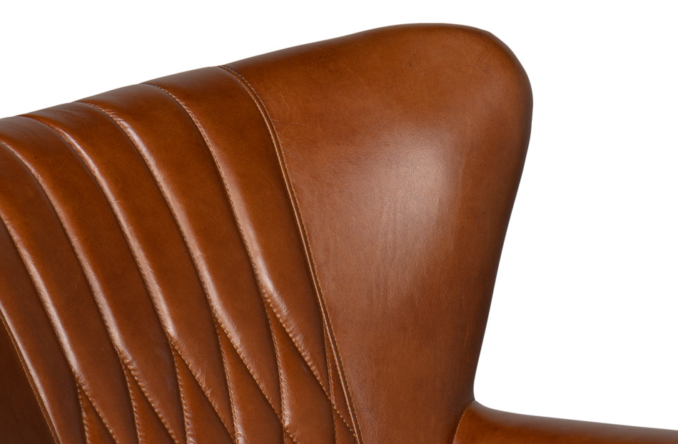 Bugatti Leather Swivel Chair by Sarreid Ltd - view 10