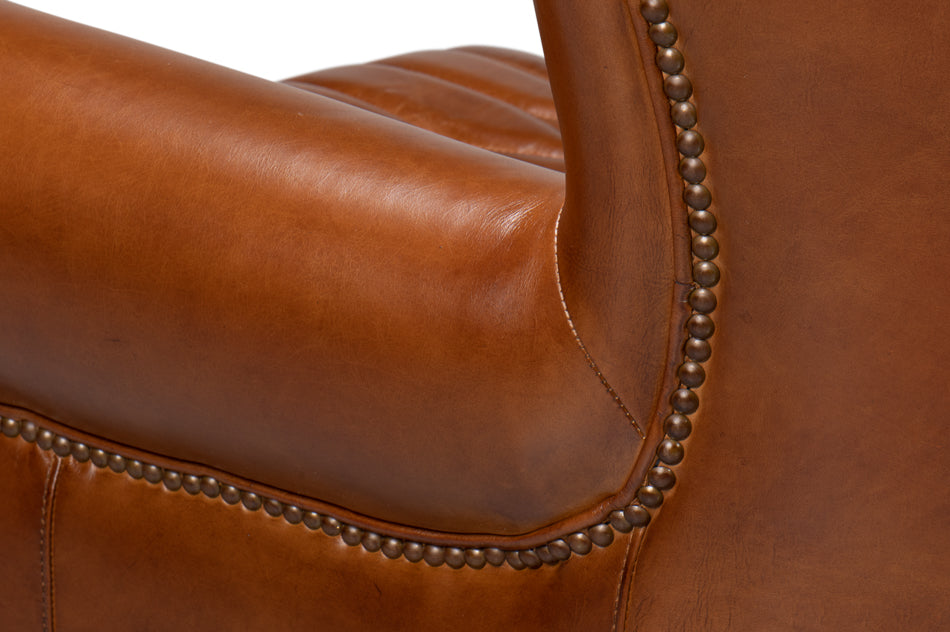 Bugatti Leather Swivel Chair by Sarreid Ltd - view 11