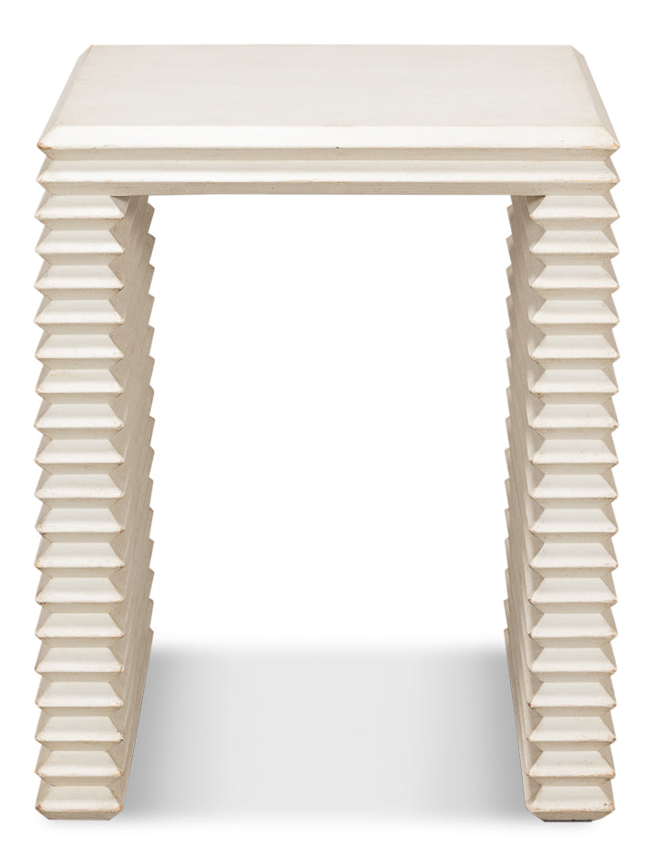 Stacked Side Table, Antique White by Sarreid Ltd - view 2