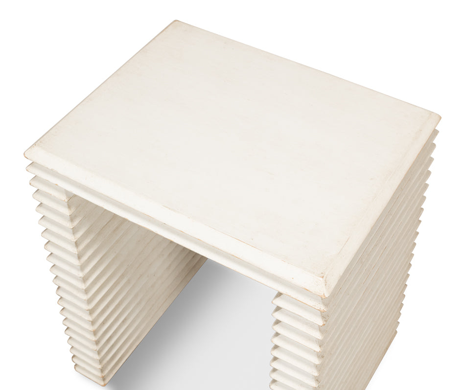 Stacked Side Table, Antique White by Sarreid Ltd - view 4