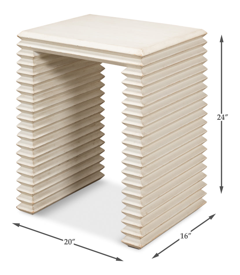 Stacked Side Table, Antique White by Sarreid Ltd - view 6