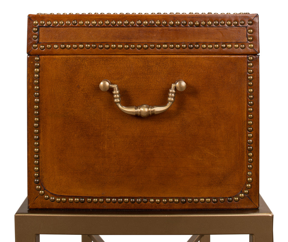 Remington Leather Box On Stand by Sarreid Ltd - view 12