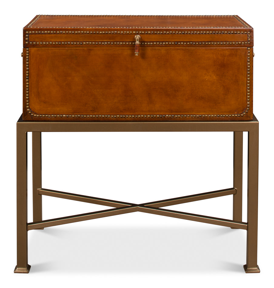 Remington Leather Box On Stand by Sarreid Ltd - view 2