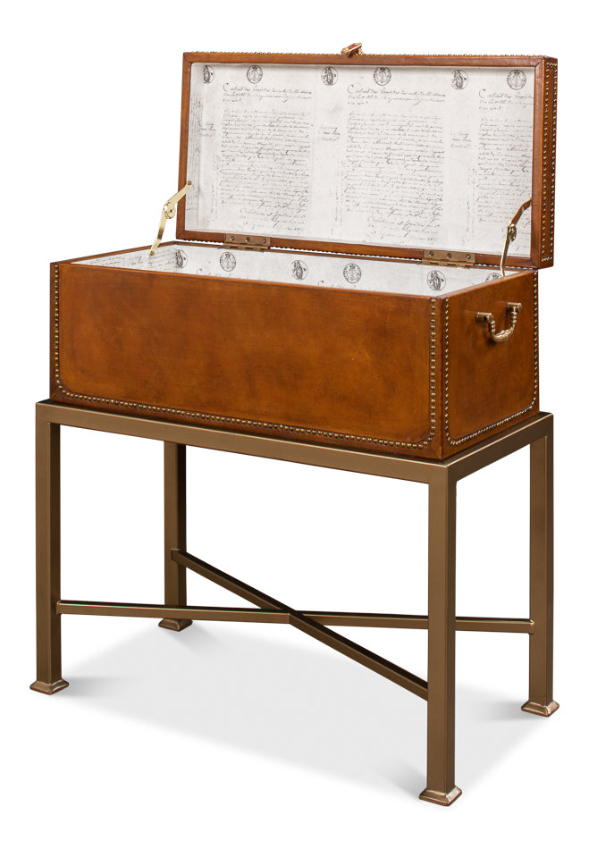 Remington Leather Box On Stand by Sarreid Ltd - view 3