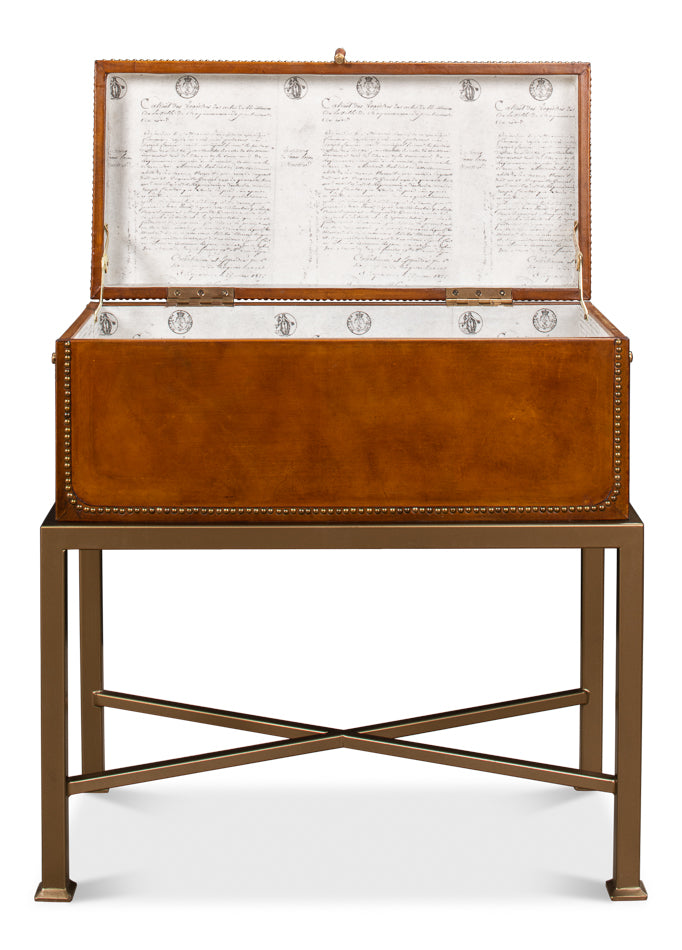Remington Leather Box On Stand by Sarreid Ltd - view 4