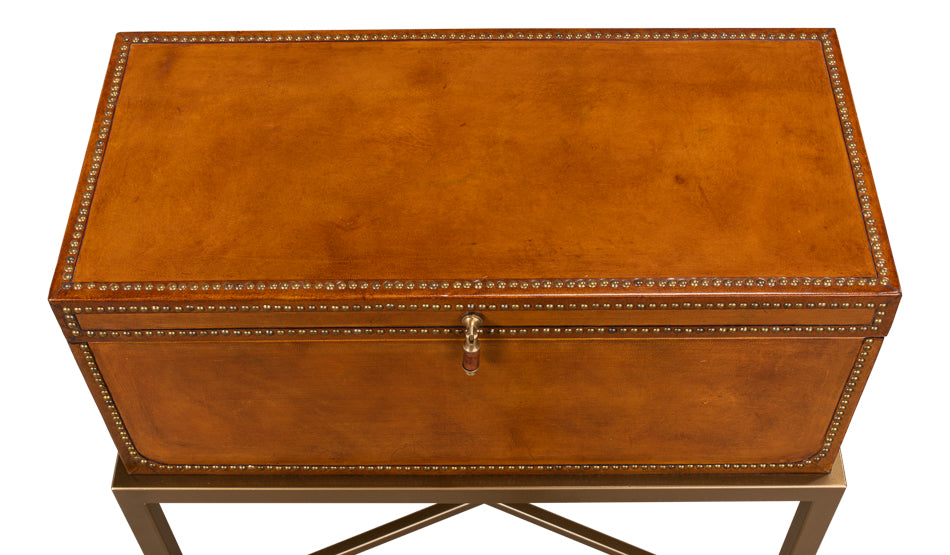 Remington Leather Box On Stand by Sarreid Ltd - view 5
