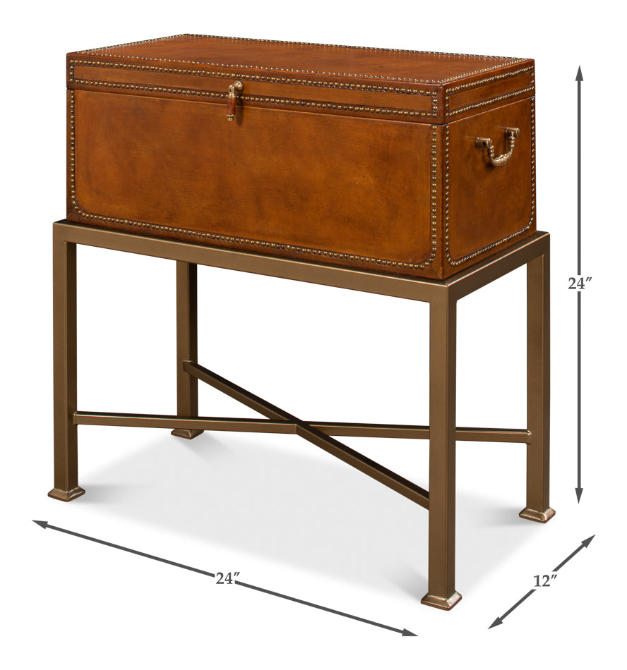 Remington Leather Box On Stand by Sarreid Ltd - view 6