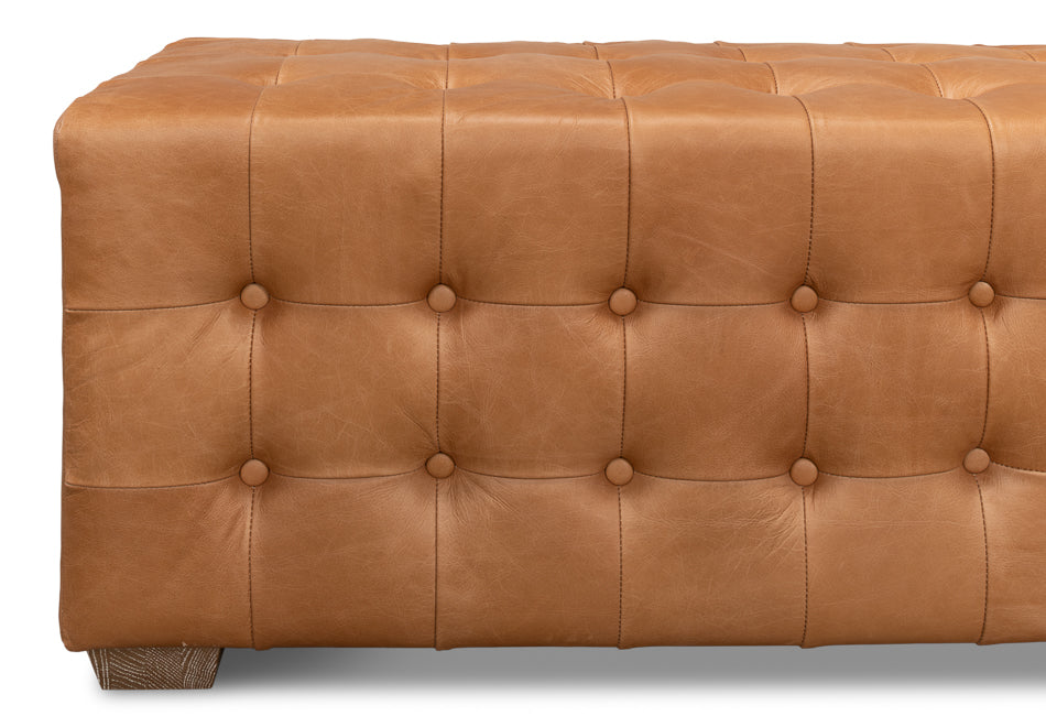 Beam Bench Tufted Leather by Sarreid Ltd - view 7