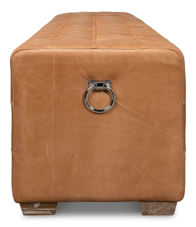 Beam Bench Tufted Leather by Sarreid Ltd - view 11