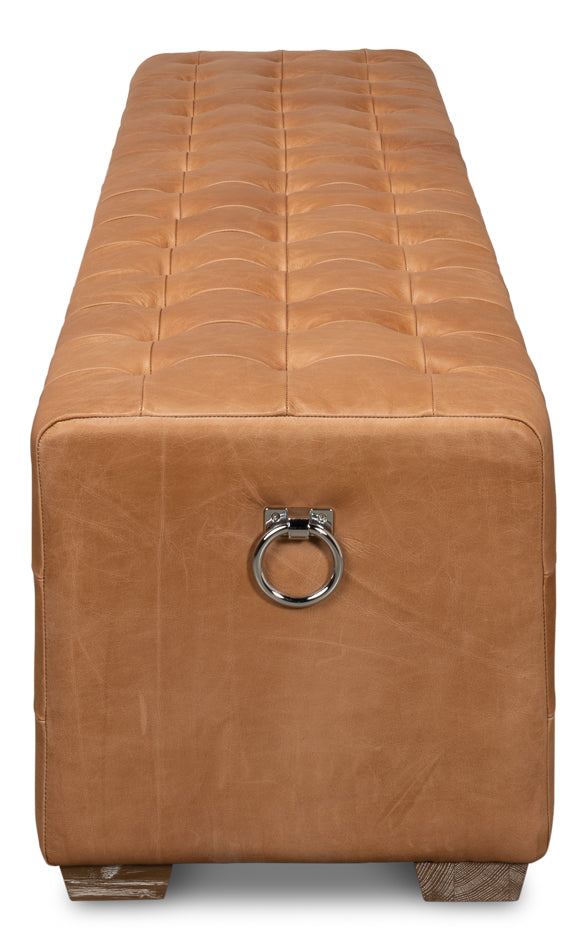 Beam Bench Tufted Leather by Sarreid Ltd - view 3