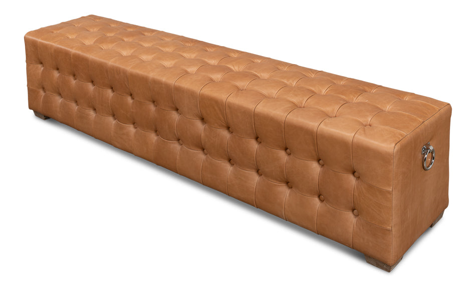 Beam Bench Tufted Leather by Sarreid Ltd - view 4