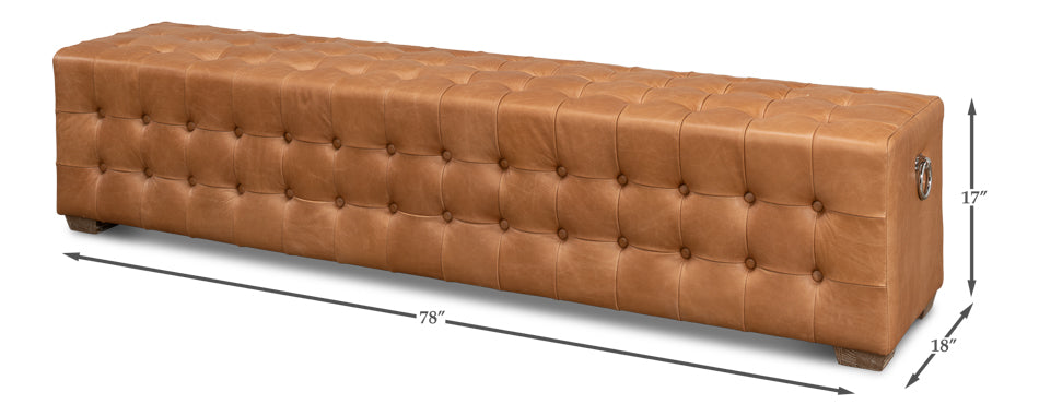 Beam Bench Tufted Leather by Sarreid Ltd - view 12