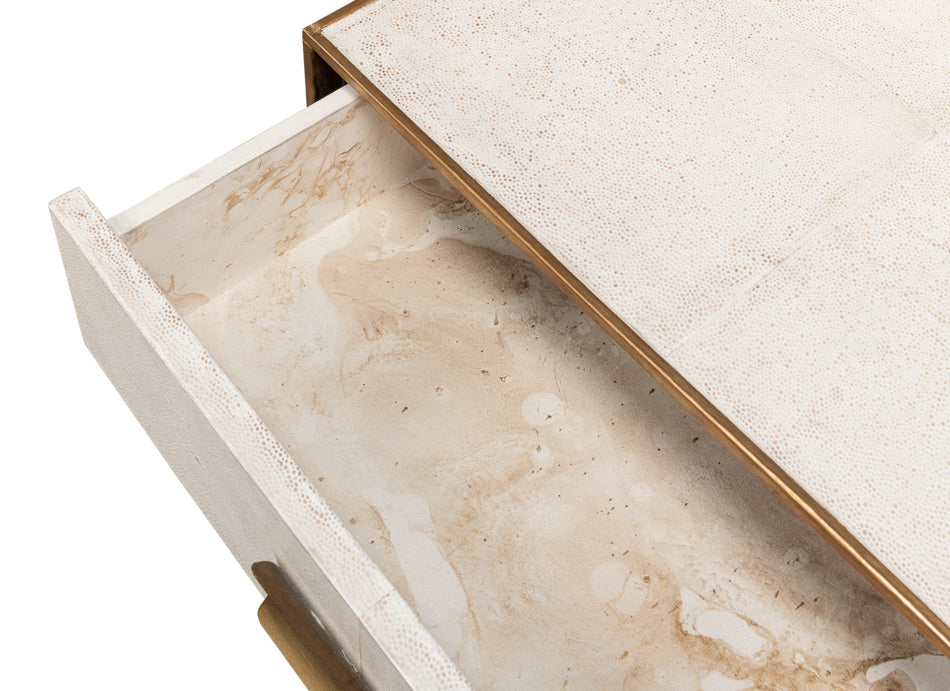 Gideon Shagreen Side Table, Osprey White by Sarreid Ltd - view 12