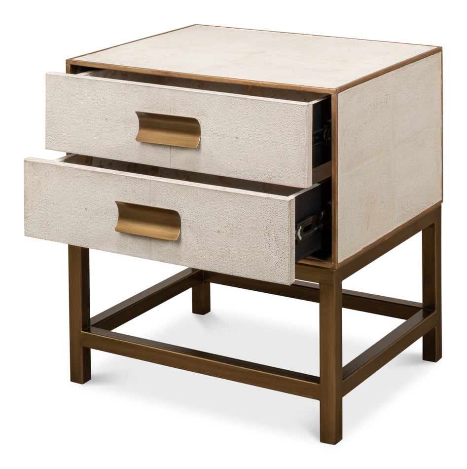 Gideon Shagreen Side Table, Osprey White by Sarreid Ltd - view 3