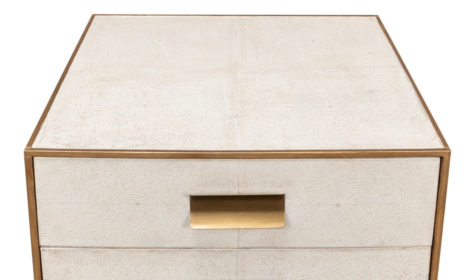 Gideon Shagreen Side Table, Osprey White by Sarreid Ltd - view 4