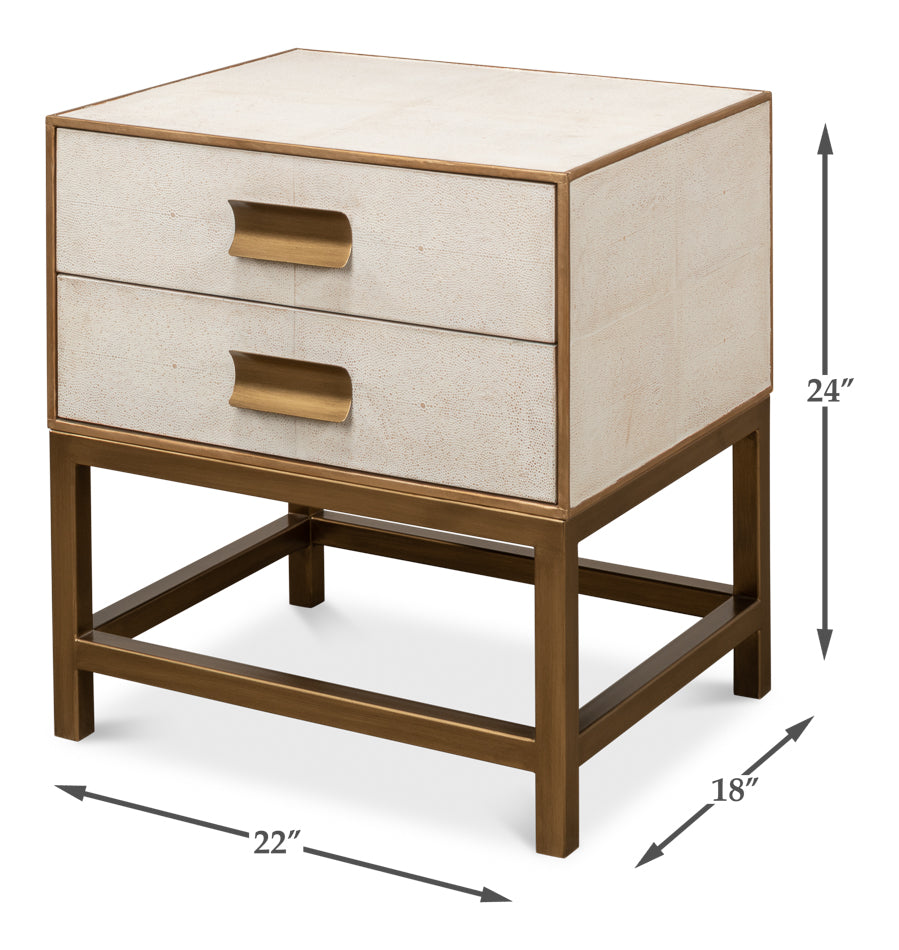Gideon Shagreen Side Table, Osprey White by Sarreid Ltd - view 7
