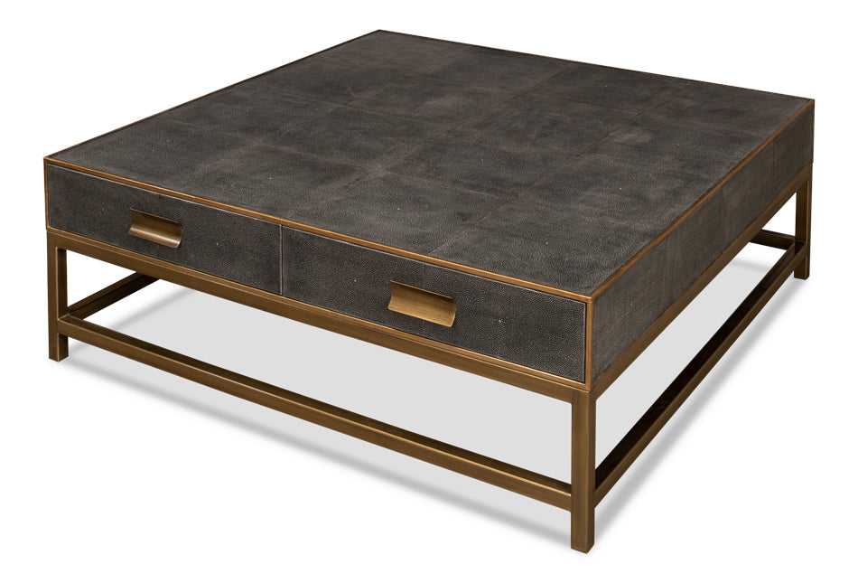 Gideon Shagreen Sq.Coffee Table,Ant.Grey by Sarreid Ltd - view 12