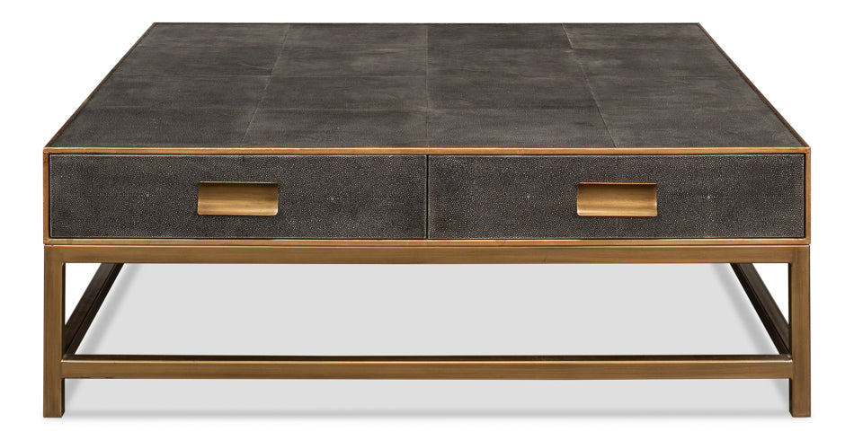 Gideon Shagreen Sq.Coffee Table,Ant.Grey by Sarreid Ltd - view 2