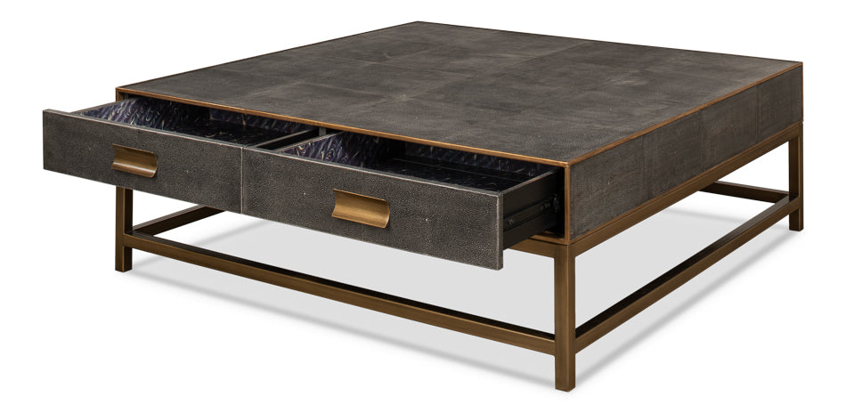 Gideon Shagreen Sq.Coffee Table,Ant.Grey by Sarreid Ltd - view 3
