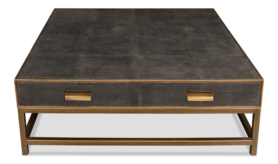 Gideon Shagreen Sq.Coffee Table,Ant.Grey by Sarreid Ltd - view 4