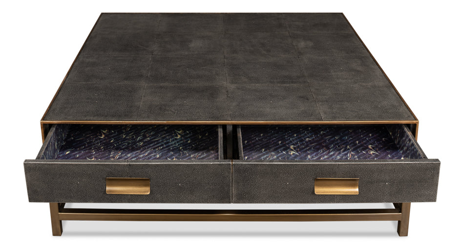 Gideon Shagreen Sq.Coffee Table,Ant.Grey by Sarreid Ltd - view 5