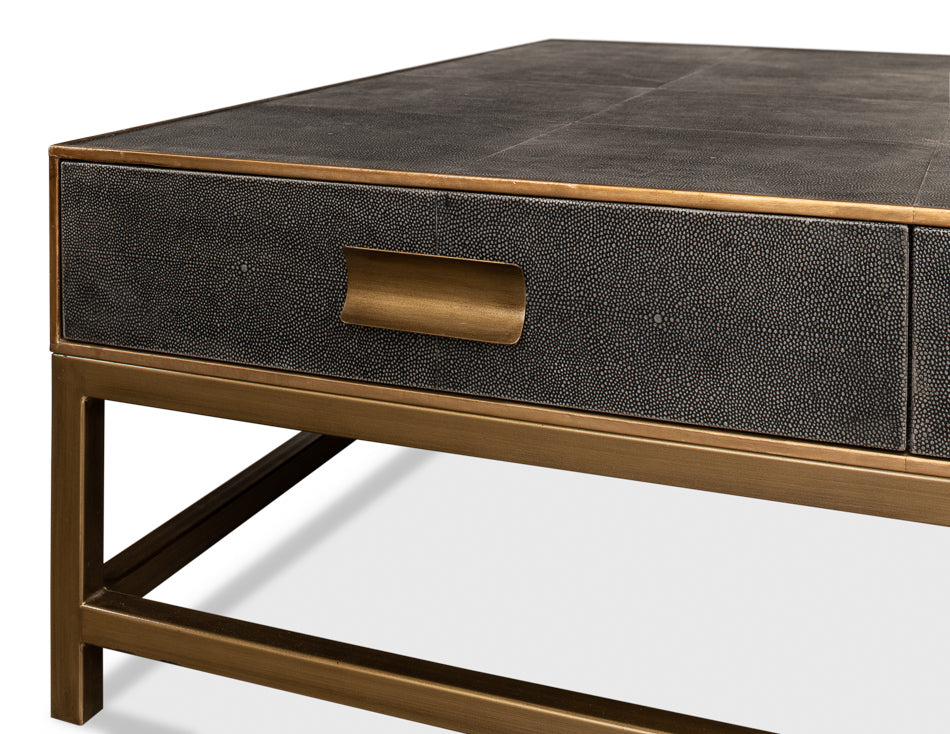 Gideon Shagreen Sq.Coffee Table,Ant.Grey by Sarreid Ltd - view 6