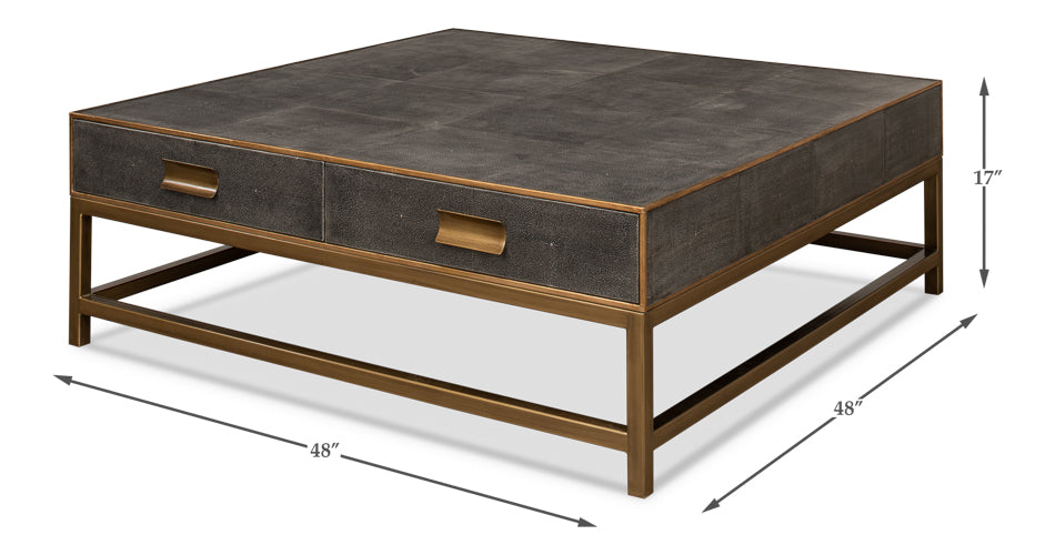 Gideon Shagreen Sq.Coffee Table,Ant.Grey by Sarreid Ltd - view 7