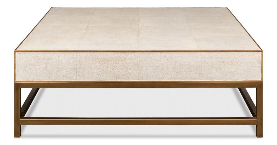 Gideon Shagreen Sq.Coffee Table, White by Sarreid Ltd - view 8