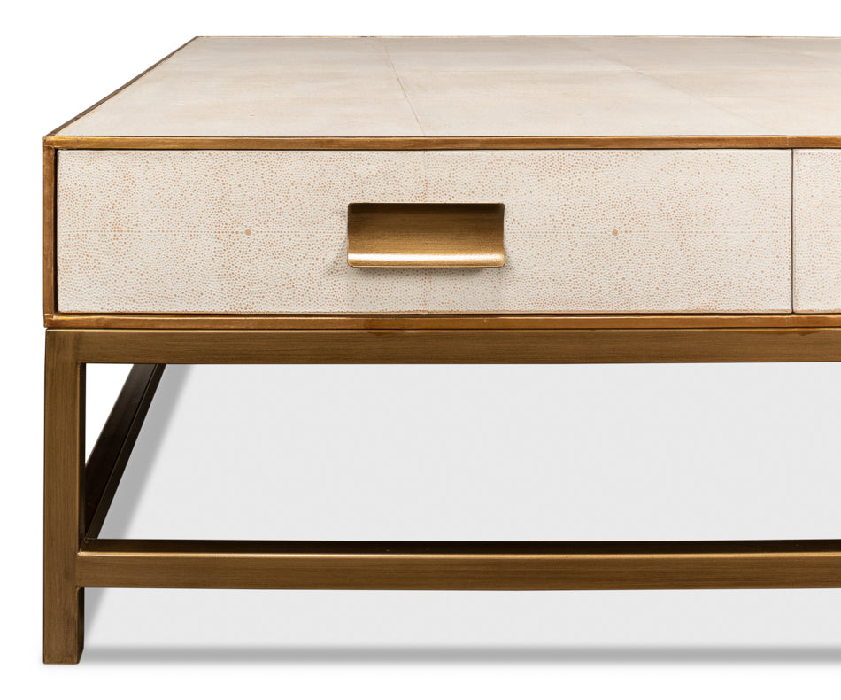 Gideon Shagreen Sq.Coffee Table, White by Sarreid Ltd - view 9