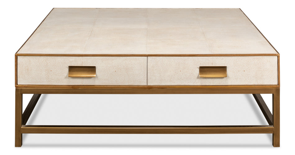 Gideon Shagreen Sq.Coffee Table, White by Sarreid Ltd - view 2