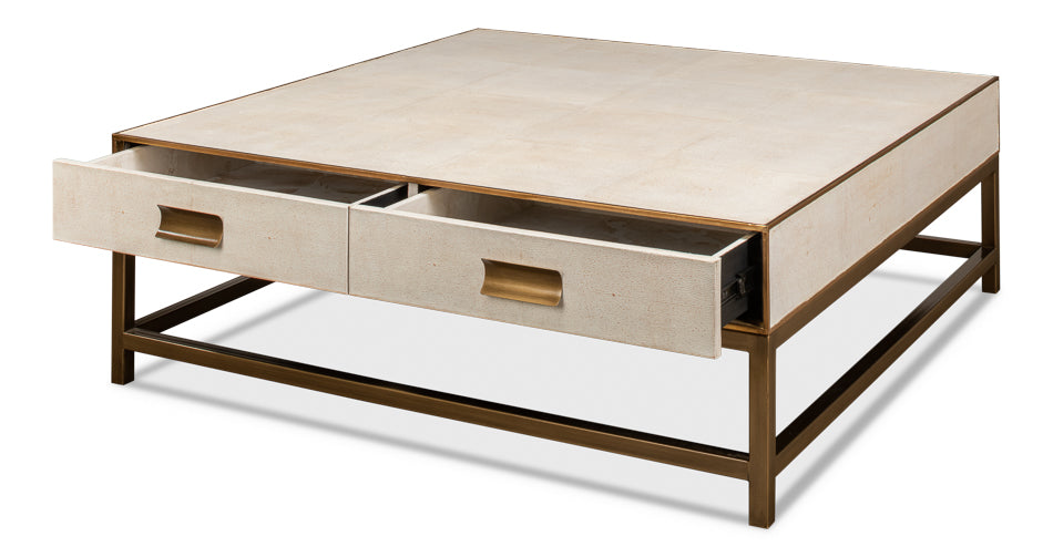 Gideon Shagreen Sq.Coffee Table, White by Sarreid Ltd - view 3