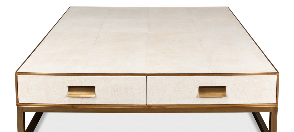 Gideon Shagreen Sq.Coffee Table, White by Sarreid Ltd - view 4