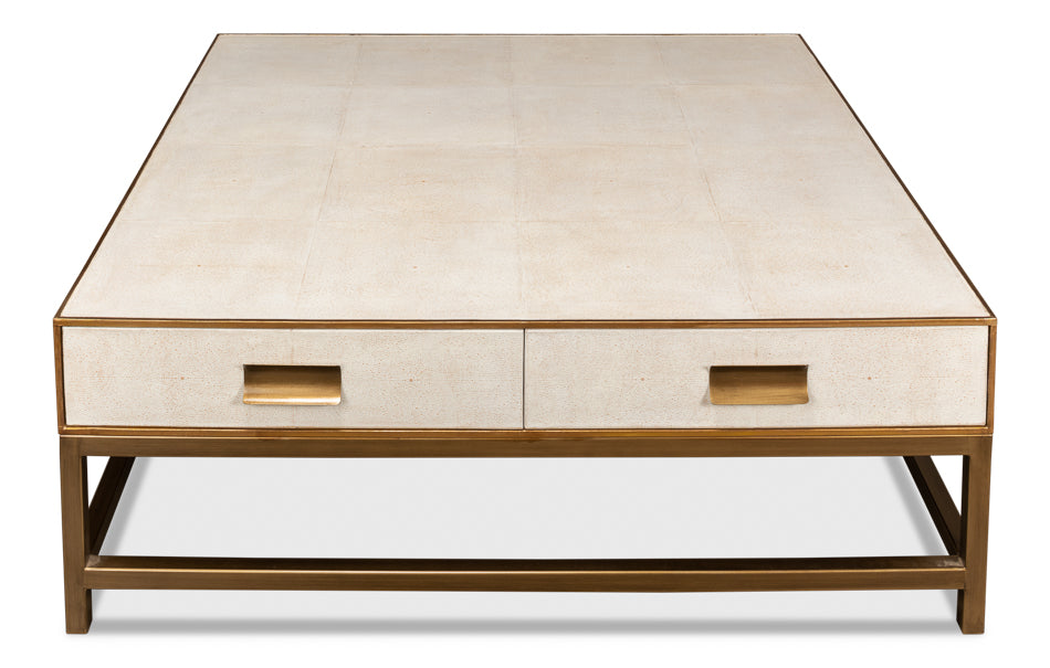 Gideon Shagreen Sq.Coffee Table, White by Sarreid Ltd - view 5