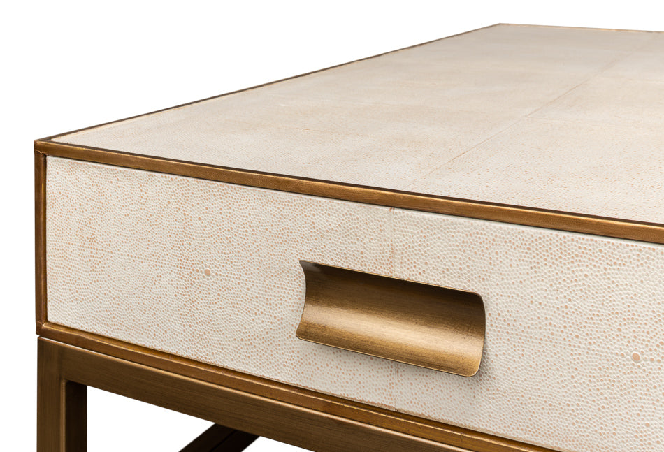 Gideon Shagreen Sq.Coffee Table, White by Sarreid Ltd - view 6