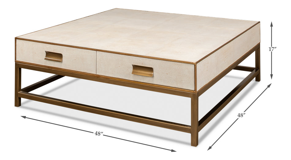 Gideon Shagreen Sq.Coffee Table, White by Sarreid Ltd - view 7
