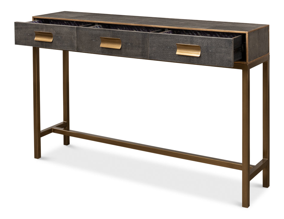Gideon Shagreen Console Table, Ant.Grey by Sarreid Ltd - view 3