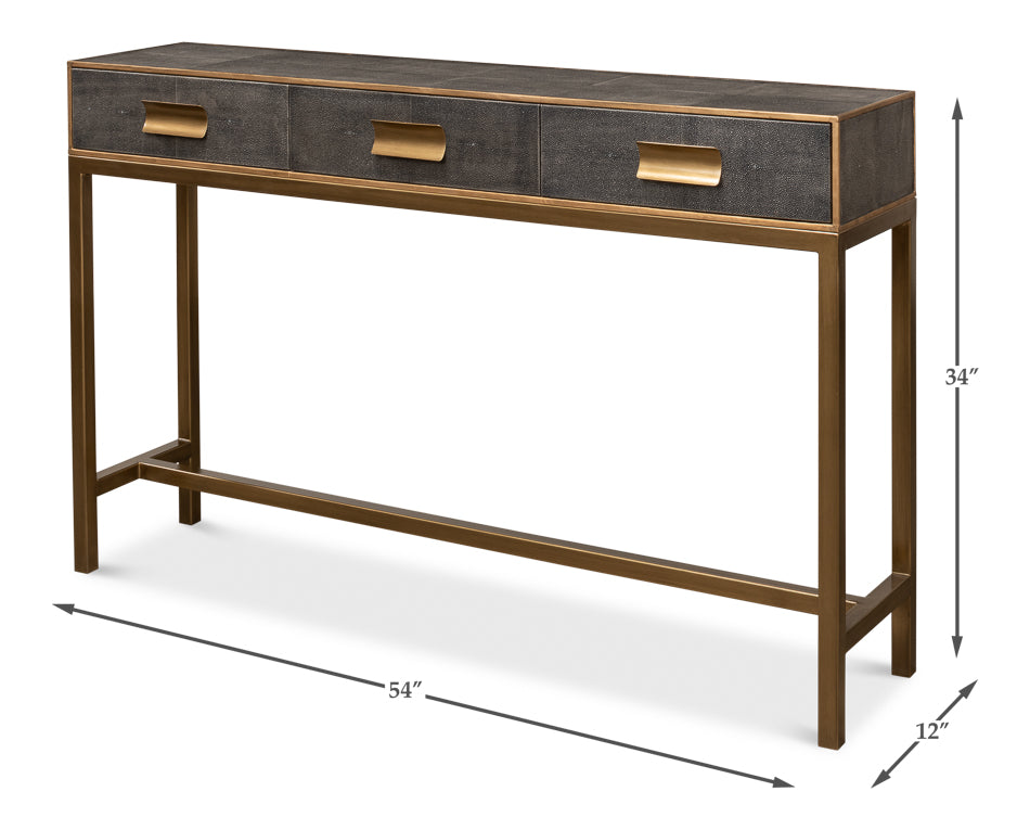 Gideon Shagreen Console Table, Ant.Grey by Sarreid Ltd - view 7