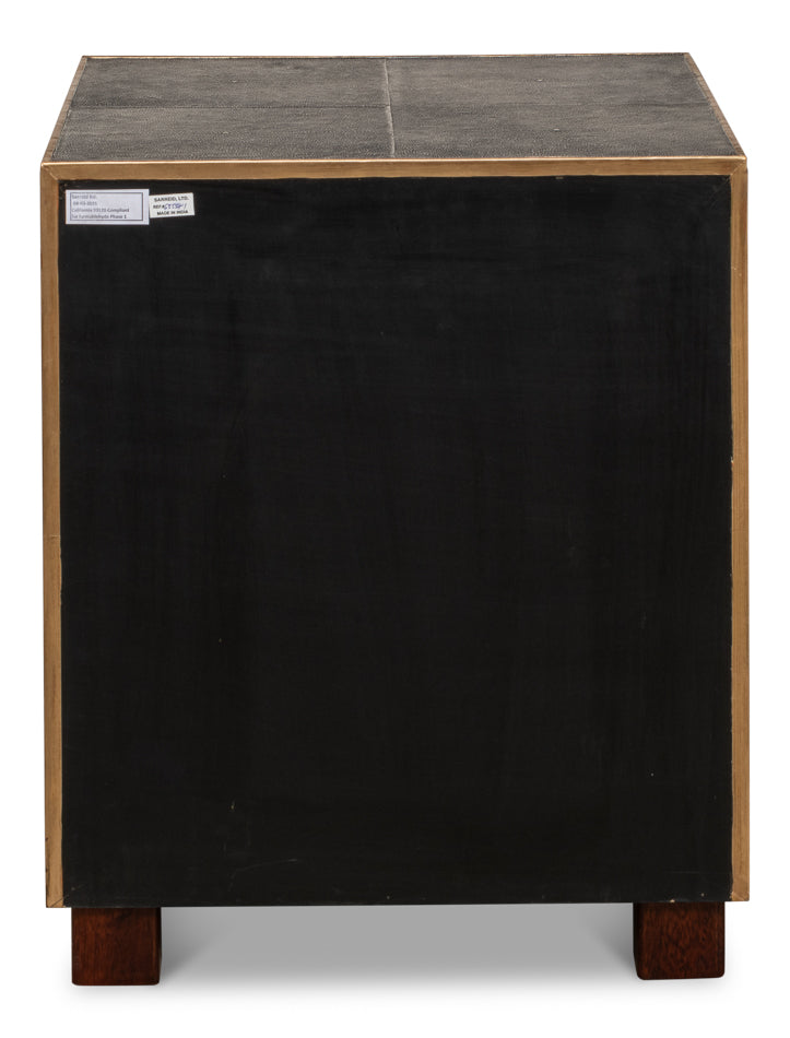 Gideon Shagreen 3 Drawer Side Table, Gry by Sarreid Ltd - view 8