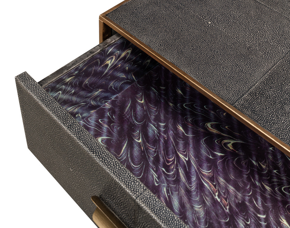 Gideon Shagreen 3 Drawer Side Table, Gry by Sarreid Ltd - view 12