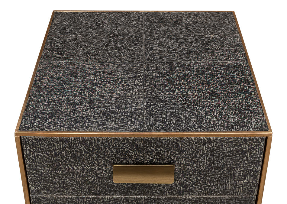 Gideon Shagreen 3 Drawer Side Table, Gry by Sarreid Ltd - view 4